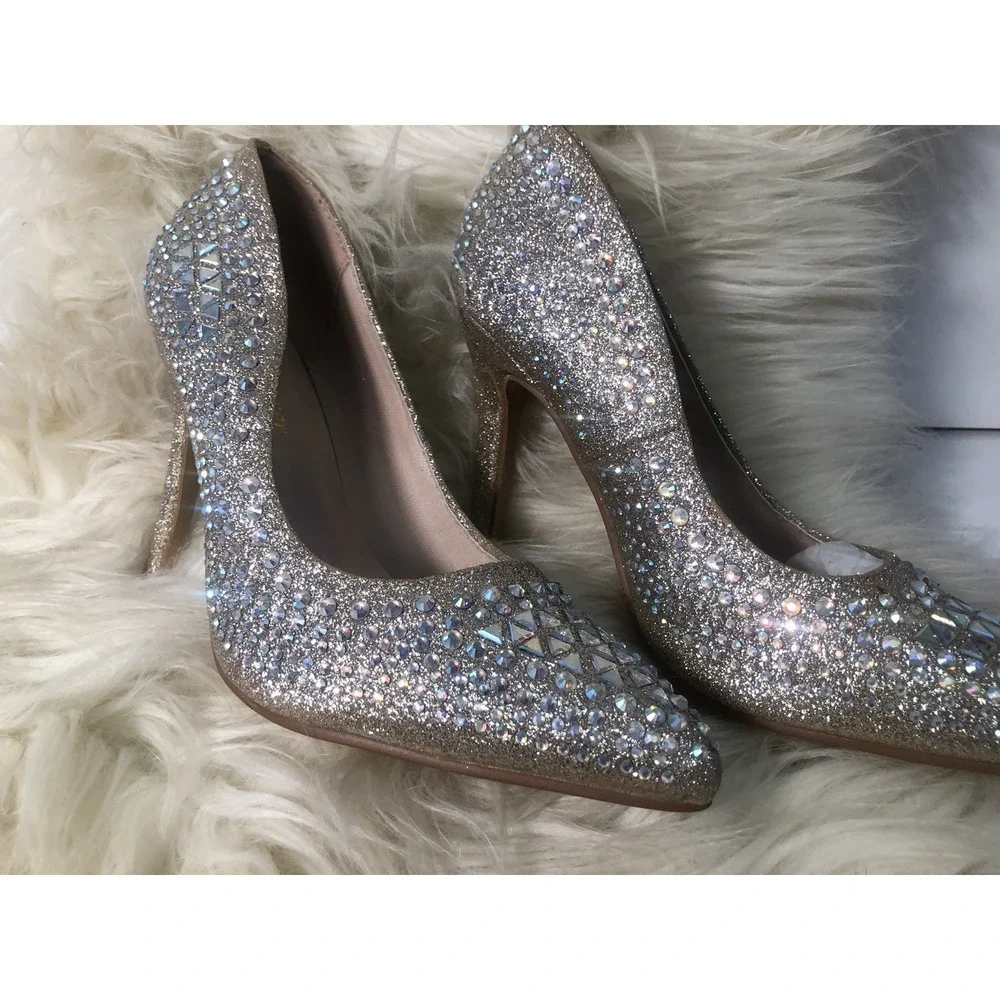 Forever-Women‎ Event 94 Champagne Glitter Stilettoes  PUMP BRAND NEW SIZE 7.5 - Picture 3 of 13